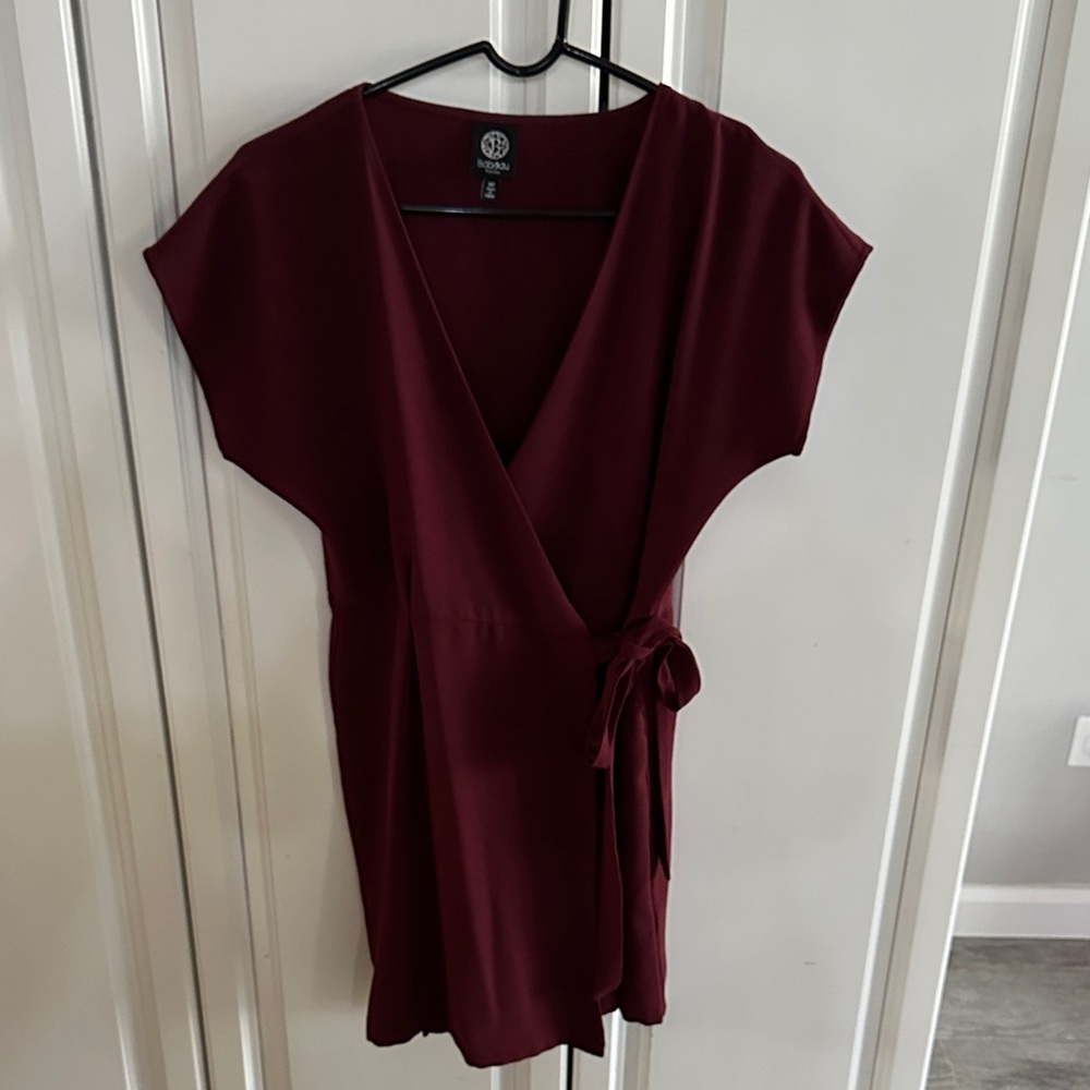 Bobeau Burgundy Wrap Dress
